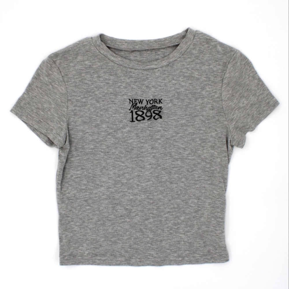 SHEIN Grey Babydoll Style Tee (Size XS)